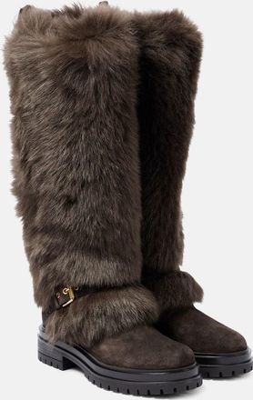 Gianvito Rossi Maverick shearling and suede snow boots