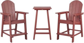 Beliani Conjunto De Balc&oacute;n Mesa Alta Y Sillas Jard&iacute;n Rojo Adirondack