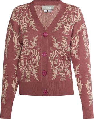 Usha Gebreid vest Dames Oud roze cr&egrave;me