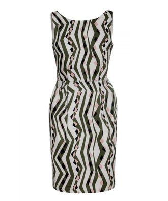 M&oacute;veis Conquista Womens Sleeveless Fitted Print Dress - Olive - Size EU 40 (Womens)