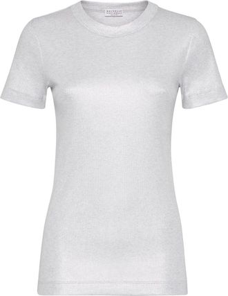 Brunello Cucinelli Sparkling jersey T-shirt in Silver at Nordstrom, Size Xx-Small Eu