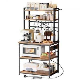 OEM Estante Para Panaderos De Cocina Con Toma De Corriente De 5 Niveles, Estanter&iacute;a De Almacenamiento De Servicios 80 X 40 X 161,8 Cm Con 12 Ganchos, Con 