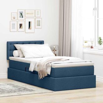 vidaXL vidaXL Letto con contenitore e LED con led Blu 100 x 200 cm Tessuto