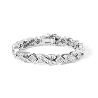 House of Brilliance 14K White Gold 8 1/5 Cttw Diamond Geometric Link Twist Tennis Bracelet