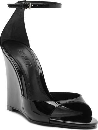 Schutz Scarlett Wedge Ankle Strap Sandal in Black at Nordstrom, Size 8.5