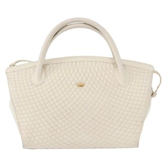Bally Vintage Quilted Leather White Leather Handbag (Pre-Owned)