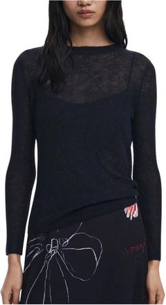 Desigual Zwarte Damesjurk met Hartverwarmers - Dames - Ronde hals truien - Zwart - XS - Polyester - Truien & Vesten
