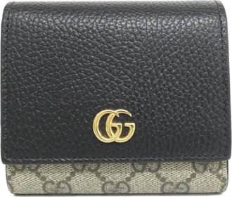 Gucci Beige Black Gg Supreme Leather Wallet (Bi-Fold) (Pre-Owned)