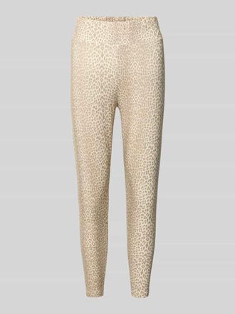 Oh April Slim Fit Leggins mit Allover-Animal-Print Modell Rita in Beige Melange, Gr&ouml;&szlig;e XL