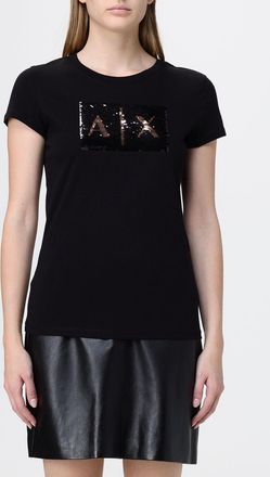 A|X Armani Exchange T-shirt in cotone con logo di paillettes
