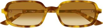 Chlo&eacute; 53mm Gradient Rectangular Sunglasses in Havana at Nordstrom