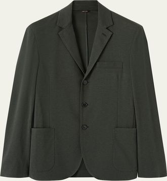 Loro Piana Mens Pique Single-Breasted Sweater Jacket