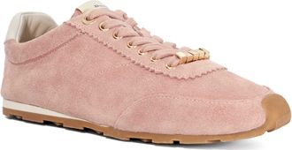 Dune London Ladies EVALINNA Suede Lace-Up Trainers Size UK 5 Suede Pink