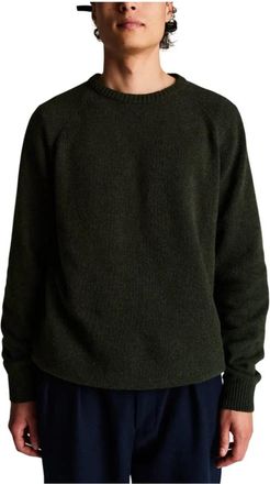 Pop Trading Company Gebreide Elbow Crewneck - Heren - Ronde hals truien - Groen - S - Wol - Truien & Vesten
