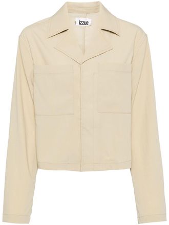 Izzue notched-lapel concealed-fastening shirt - Brown