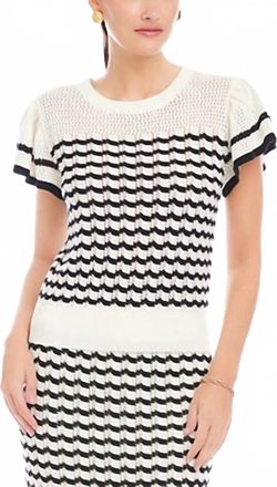 Fifteen Twenty Uma Crochet Sweater Top In White