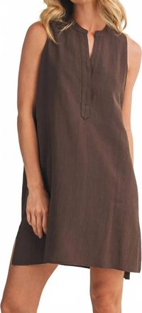Mustard Seed Sleeveless Stand Collar Shift Dress In Dark Espresso