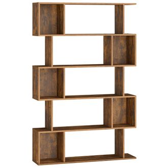 Vasagle Librer&iacute;a de 5 niveles con compartimentos abiertos de color marr&oacute;n