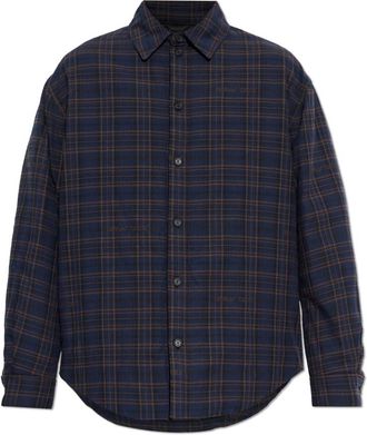 Off-white Check Flanellen Gewatte Overshirt - Heren - Casual Overhemden - Blauw - XL - Katoen - Overhemden