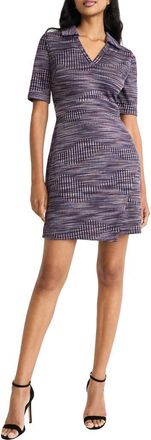 Maggy London Collared Short Sleeve Faux Wrap Dress in Purple/Blue Multi at Nordstrom Rack, Size 0