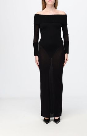 Alaia Abito lungo a tubino in maglia di lana con scollo dritto