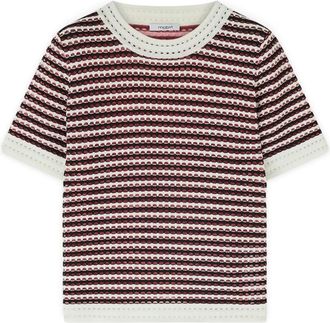 Motivi Trui met open structuur van viscosemix - Dames - Ronde hals truien - Wit - M - Polyester - Truien & Vesten
