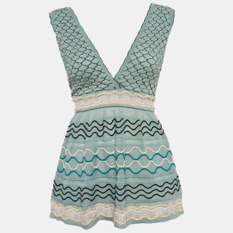 M Missoni Blue Patterned Sleeveless Tunic Top