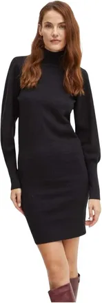 Silvian Heach Moderne Zwarte Gebreide Jurk - Dames - Korte kleedjes - Zwart - L - Polyester - Kleedjes