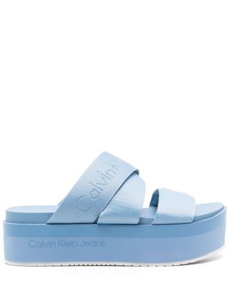 Calvin Klein Jeans 55m logo-jacquard flatform sandals - Blue