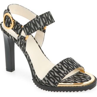DKNY Blaire Ankle Strap Sandal in Black/Eggnog at Nordstrom Rack, Size 9.5
