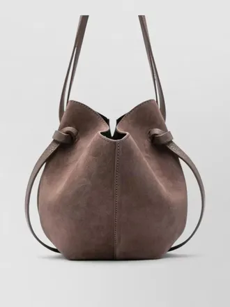 Yuzefi mochi suede bucket bag long handles