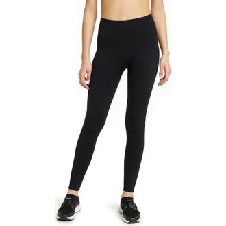 Zella Hailey Rib High Waist Leggings in Black at Nordstrom, Size Large