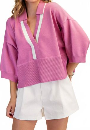 Glam Prep And Proper Knit Top In Pink