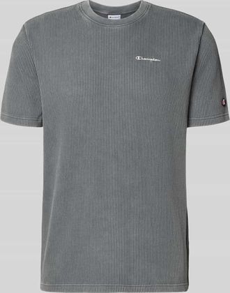 Champion T-Shirt mit Strukturmuster und Label-Stitchings in Anthrazit, Gr&ouml;&szlig;e XXL