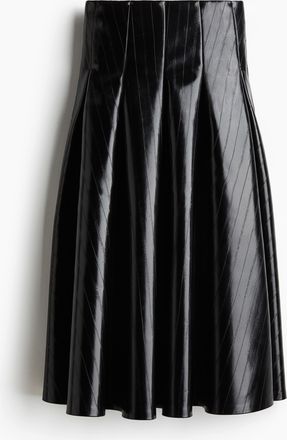 H&M Ausgestellter Jupe mit Coating - Schwarz