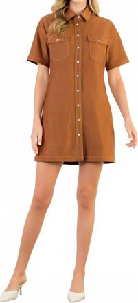 THML Clothing Short Sleeve Suede Dress In Brown