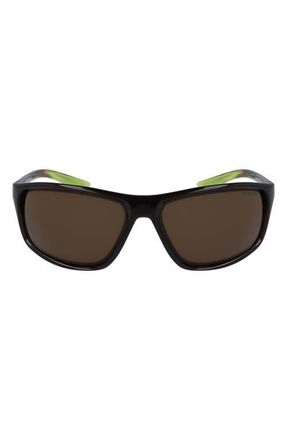 Nike Adrenaline 66mm Rectangular Sunglasses in Velvet Brown/Med Olive/Brown at Nordstrom