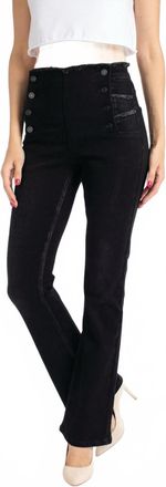 Kancan High Rise Button Detail Flare Jeans In Black
