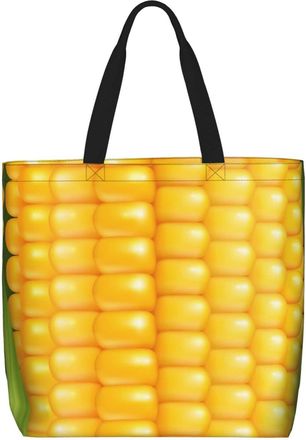 Generic Women Handbag Fresh Ripe Corn Cobs Pattern Women Beach Bag Folding Large Capacity Crossbody Bags, For Christmas, Birthday, Holiday, Swim, Gym