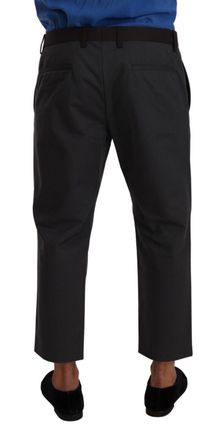 Dolce & Gabbana Nylon-Cotton Striped Cropped Trousers - Gray