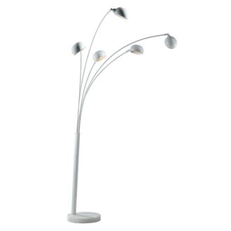 Luce-Ambiente-Design L&aacute;mpara de pie Eracle de cinco luces en metal blanco con base de m&aacute;rmol