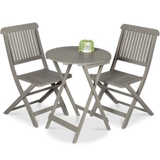 Best Choice Products 3-Piece Acacia Wood Bistro Set, Folding Patio Furniture w/ 2 Chairs, Table