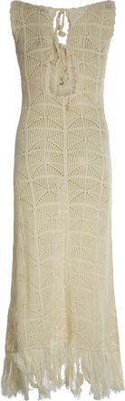 Rodebjer Womens Cotton Sweater-Dress With Lace-Up Detail Panna
