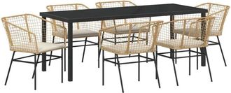 vidaXL vidaXL Garden Dining Set 7 pcs Brown Poly Rattan