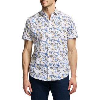 Robert Graham Alvie Short Sleeve Cotton Button-Up Shirt in White Multi at Nordstrom Rack, Size Xxx-Large