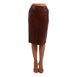 Fracomina Rokken, Dames, Bruin, 2Xs, Leer, Slim Kokerrok