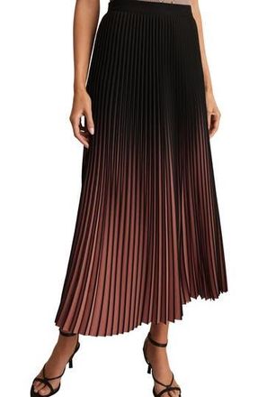 Reiss Marlie Ombr&eacute; Pleated Skirt in Black/pink at Nordstrom Rack, Size 14 Us / 18 Uk