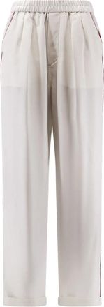 Tom Ford Zijden Twill PJ Broek met Bies - Dames - Wijde Broeken - Beige - S - Broeken