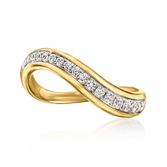 RS Pure by Ross-Simons Lab-Grown Diamond Wavy Ring in 18kt Gold Over Sterling