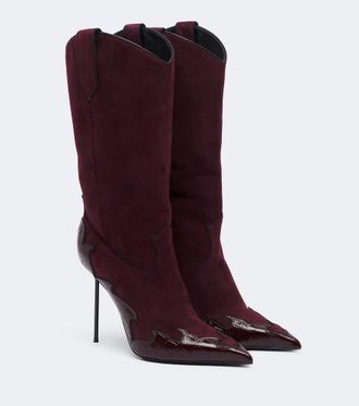 PARIS TEXAS Lidia Queen of Hearts suede mid-calf boots